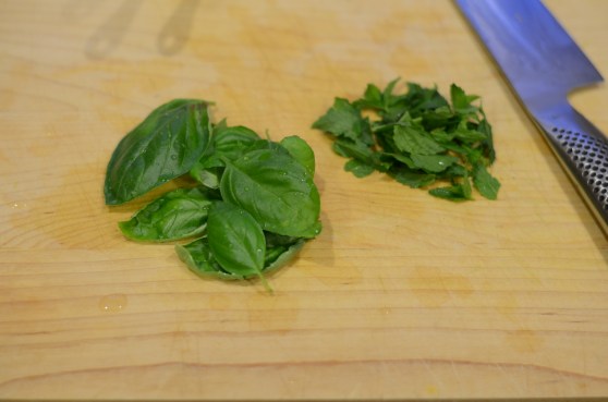 I used a combination of fresh spearmint and fresh basil from my garden.