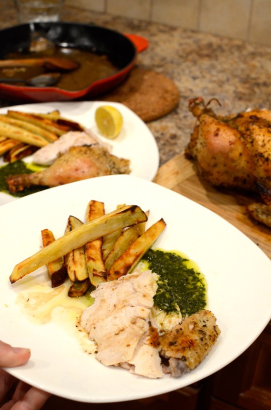 How about some slightly burned yam fries on the side?