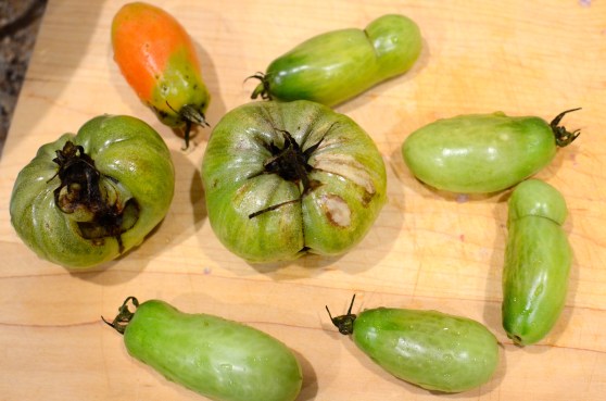 There was some parts of the tomatoes I sliced and tossed because they didn't really seem edible.